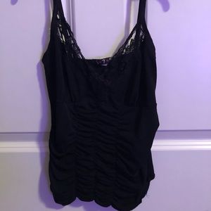 Black V-neck Tank Top with Lace